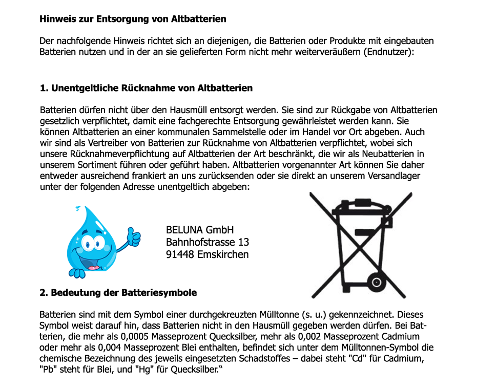 informationen battereentsorgung